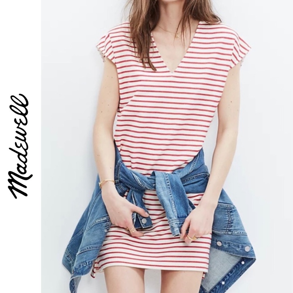 Madewell | Vacances Red Striped Shift Dress